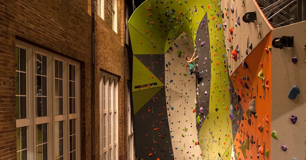Climbing wall inside Climb So iLL at the old City Hospital power plant